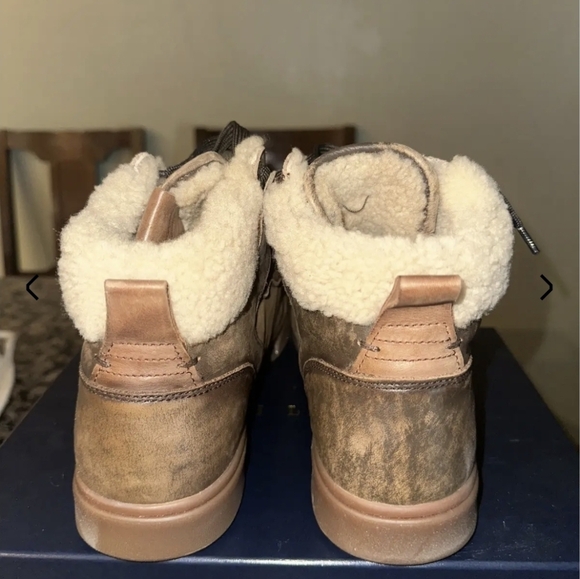 Men's Polo Ralph Lauren Brown Leather Shearling Court High Top Sneakers New - Picture 8 of 10